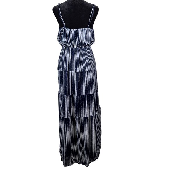 Tommy Girl Womens Navy & White Striped Maxi Sundress Size Small Casual Tiered - Picture 2 of 10